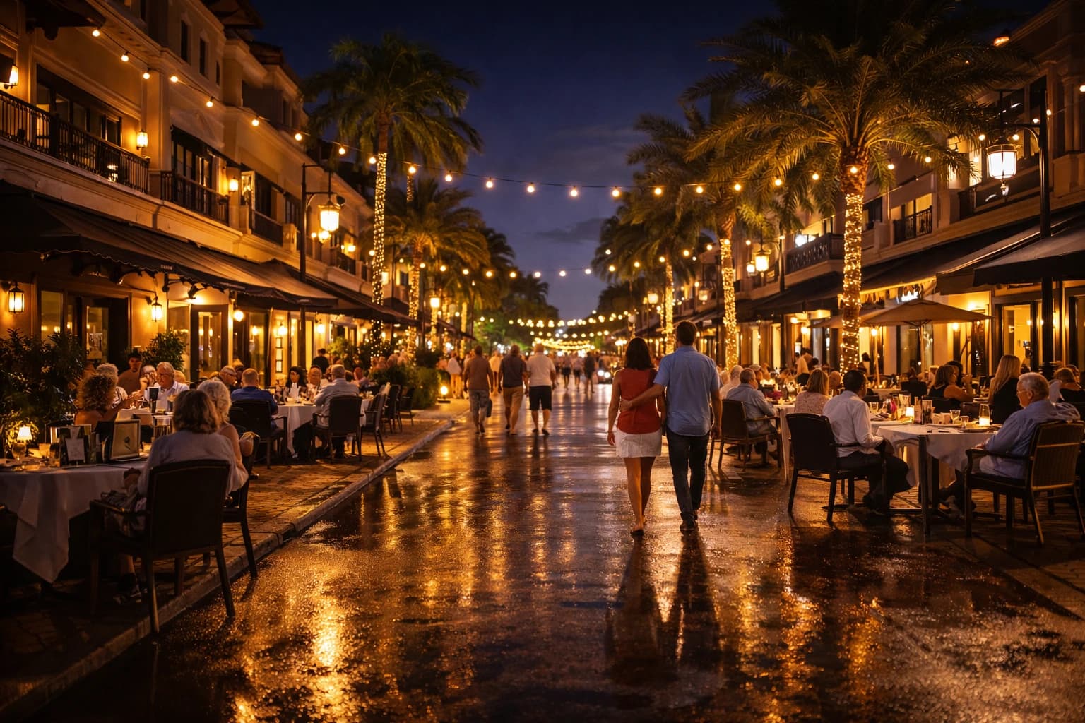 Use Fifth Avenue, Third Street, and Waterside as part of the experience.